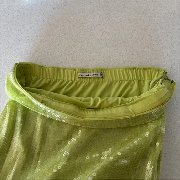 Abercrombie & Fitch Green Sequin Strapless Mini Dress Tall Length - Picture 4 of 6